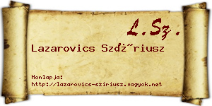 Lazarovics Szíriusz névjegykártya